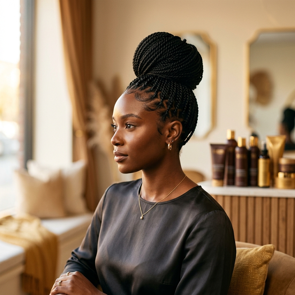 Senegalese twists in a high bun